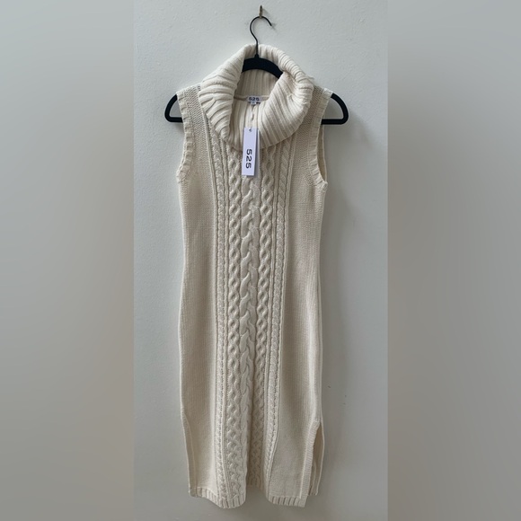 525 America Cozy Cream Cable Knit Sweater Dress - Picture 3 of 11